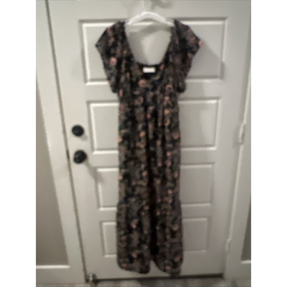 Women's Flutter Short Sleeve Maxi A-Line Dress - Universal Thread Black Floral